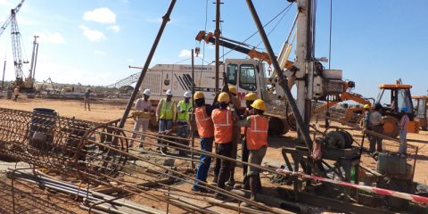Engineers at a piling rig